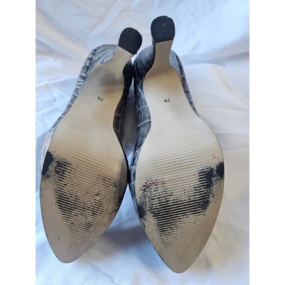 Talbots Womens Gray Crocodile Print Textured Platform Pumps Size 7B - Picture 5 of 10